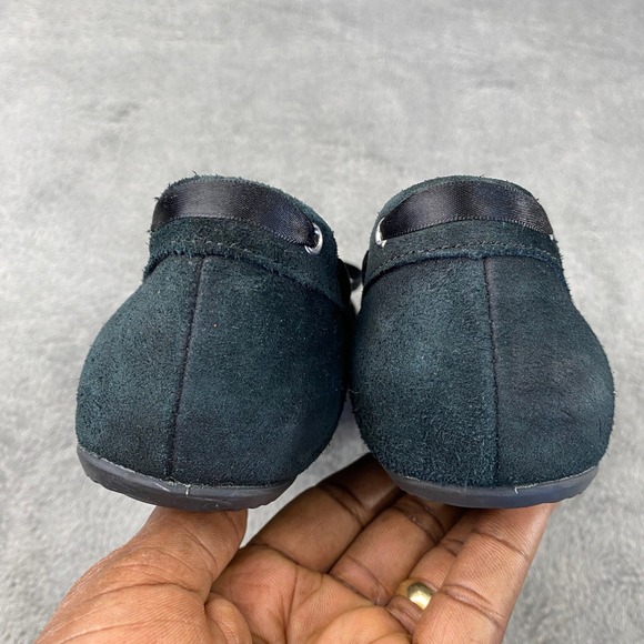 Vionic Alice Moccasin Loafers Womens 8 Black Suede Faux Fur Satin Bow Driving - Picture 7 of 10